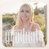 Afstuderen Foto Modern Elegant Minimalist Simple Kartonnen Onderzetters (Voorkant)