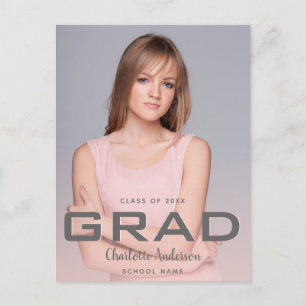 Afstuderen foto modern elegant roos gold briefkaar feestdagenkaart