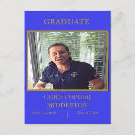 Afstuderen Foto Modern Gold Blue Party Briefkaart