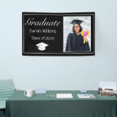 Afstuderen Foto Modern Minimal Black White Spandoek (Beurs)