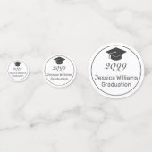 Afstuderen Foto Modern Minimal White Black Confetti (Achterkanten)