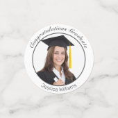 Afstuderen Foto Modern Minimal White Black Confetti (Kleine voorkant)