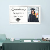 Afstuderen Foto Modern Minimal White Black Spandoek (Beurs)