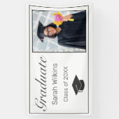 Afstuderen Foto Modern Minimal White Black Spandoek (Verticaal)