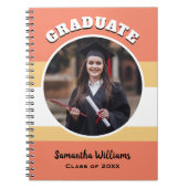 Afstuderen Foto Modern Peach Afstuderen Custom Notitieboek (Voorkant)