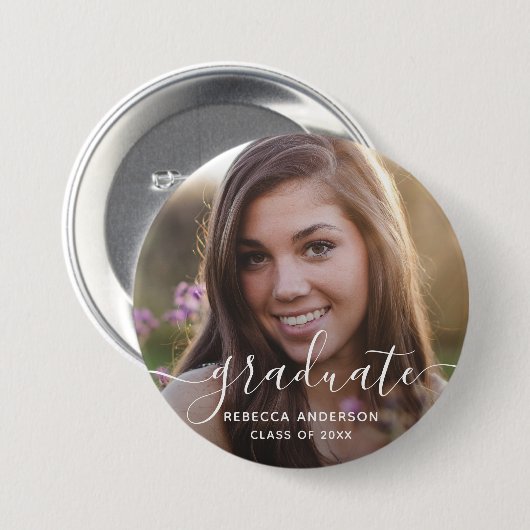 Afstuderen Foto Modern Ronde Button 7,6 Cm (Voorkant /achterkant)