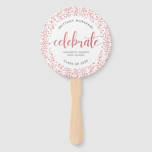 Afstuderen foto modern roos gouden script keepomwi handwaaier (Voorkant)