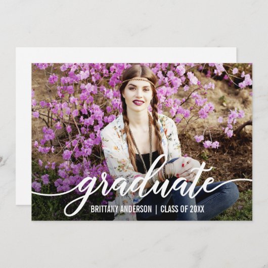 Afstuderen Foto modern script Aankondiging (Voorkant / Achterkant)