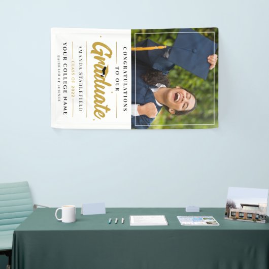 Afstuderen foto Modern Script Afstudeerfeest Spandoek (Beurs)
