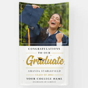 Afstuderen foto Modern Script Afstudeerfeest Spandoek