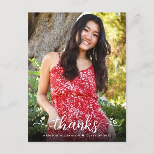 Afstuderen Foto modern script Hartelijk dank Briefkaart (Voorkant)