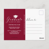 Afstuderen Foto Modern Script Maroon Invitation Briefkaart (Achterkant)
