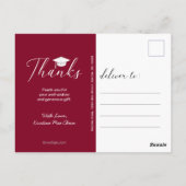Afstuderen Foto modern script rood Dank u Briefkaart (Achterkant)