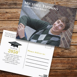 Afstuderen Foto modern Simple Black en Gold Briefkaart