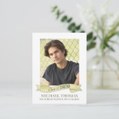 Afstuderen Foto Modern Simple Trendy Gold Banner Briefkaart (Staand voorkant)