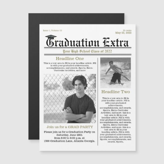 Afstuderen Foto Modern Simple Trendy Newspaper (Voorkant / Achterkant)