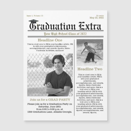 Afstuderen Foto Modern Simple Trendy Newspaper (Voorkant)