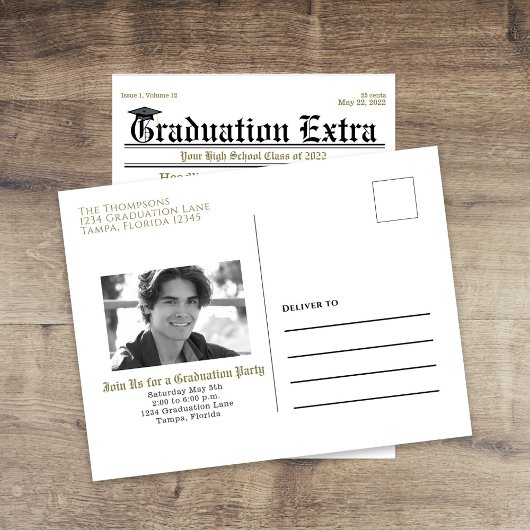 Afstuderen Foto Modern Simple Trendy Newspaper Briefkaart