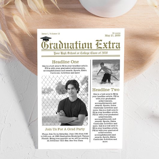 Afstuderen Foto Modern Simple Trendy Newspaper Kaart