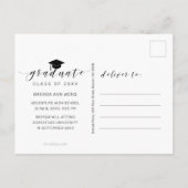 Afstuderen Foto Modern White Script Oranje 2023 Aankondigingskaart (Achterkant)