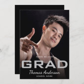 Afstuderen foto modern zwart minimalist aankondiging (Voorkant / Achterkant)