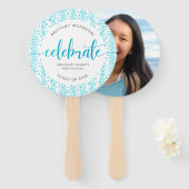 Afstuderen foto moderne turquoise script keepomwil handwaaier (Voorkant en achterkant)
