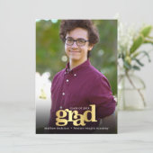 Afstuderen foto moderne zwarte goudtypografie aankondiging (Staand voorkant)