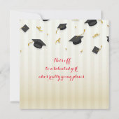 Afstuderen Foto Mortar Boards Monogram Tekst Aankondiging (Achterkant)