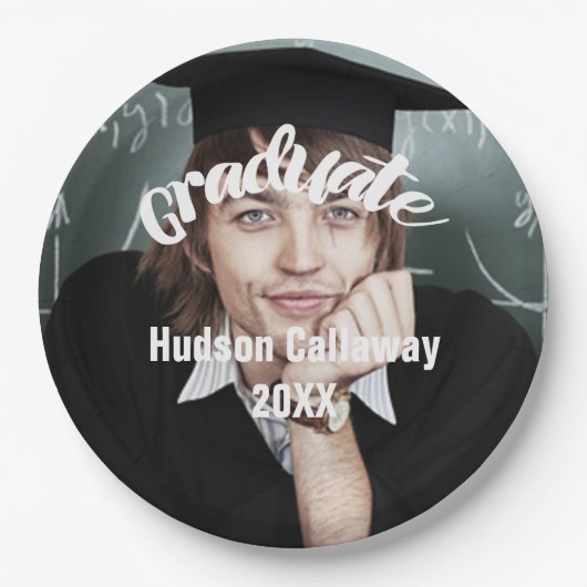 Afstuderen Foto naam Afstuderen jaar Papieren Bordje (Voorkant)