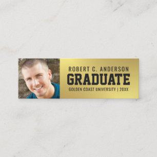 Afstuderen Foto Name Card Faux Gold Foil Contactkaartje