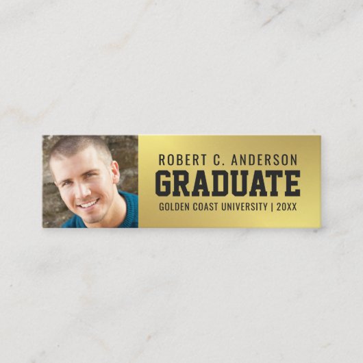 Afstuderen Foto Name Card Faux Gold Foil Contactkaartje (Voorkant)