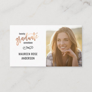 Afstuderen Foto Name Cards Roos Gold Accent Contactkaartje