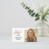 Afstuderen Foto Name Cards Roos Gold Accent Contactkaartje (Staand voorkant)
