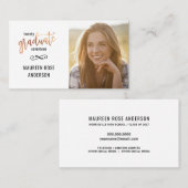 Afstuderen Foto Name Cards Roos Gold Accent Contactkaartje (Voorkant / Achterkant)