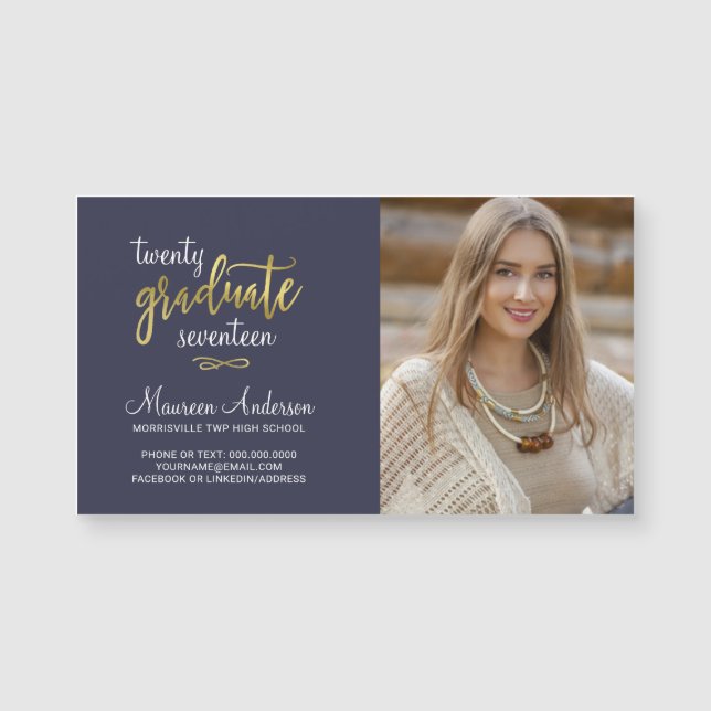 Afstuderen Foto Name Kaarten Faux Gold Foil Accide (Voorkant)