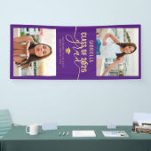 Afstuderen Foto Paars en Gold Elegant Banner (Beurs)