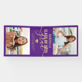 Afstuderen Foto Paars en Gold Elegant Banner (Horizontaal)