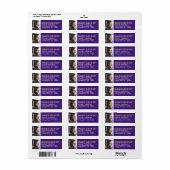 Afstuderen foto Paarse gouden wit retouradres Etiket (Full Sheet)