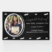 Afstuderen Foto & Pet, Diploma in zwart-wit Spandoek (Horizontaal)