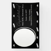 Afstuderen Foto & Pet, Diploma in zwart-wit Spandoek (Verticaal)