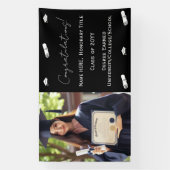 Afstuderen Foto, Pet & Diploma Navy Blue Sjabloon Spandoek (Verticaal)