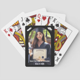 Afstuderen Foto, Pet Tassel, Diploma, Boog op Zwar Pokerkaarten