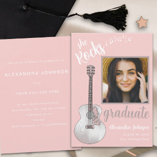 Afstuderen foto Pink Country Music Afstudeerfeest Kaart