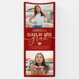 Afstuderen Foto Red en Gold Elegant Banner