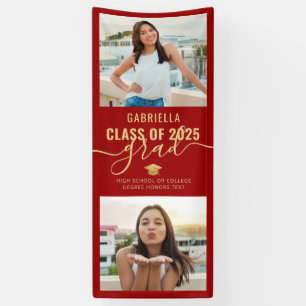 Afstuderen Foto Red en Gold Elegant Banner