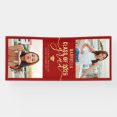 Afstuderen Foto Red en Gold Elegant Banner (Horizontaal)