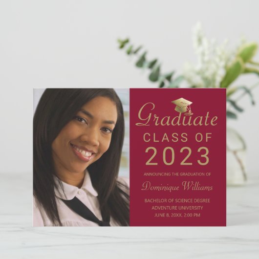 Afstuderen Foto Red Gold Afstudeerder Pet Script 2 Aankondiging (Staand voorkant)