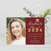 Afstuderen Foto Red Gold Script Class van 2023 Aankondiging (Staand voorkant)
