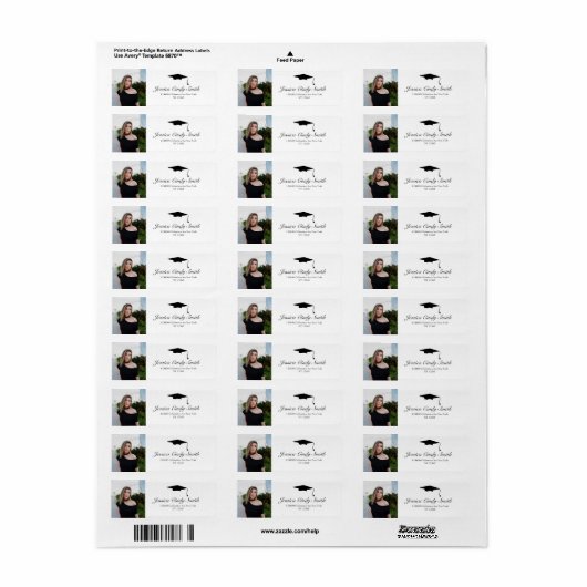 Afstuderen foto retour adreslabels etiket (Full Sheet)