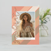 Afstuderen Foto Retro Stripes Boho Afstudeerder Pa Folie Uitnodiging (Staand Voorkant)